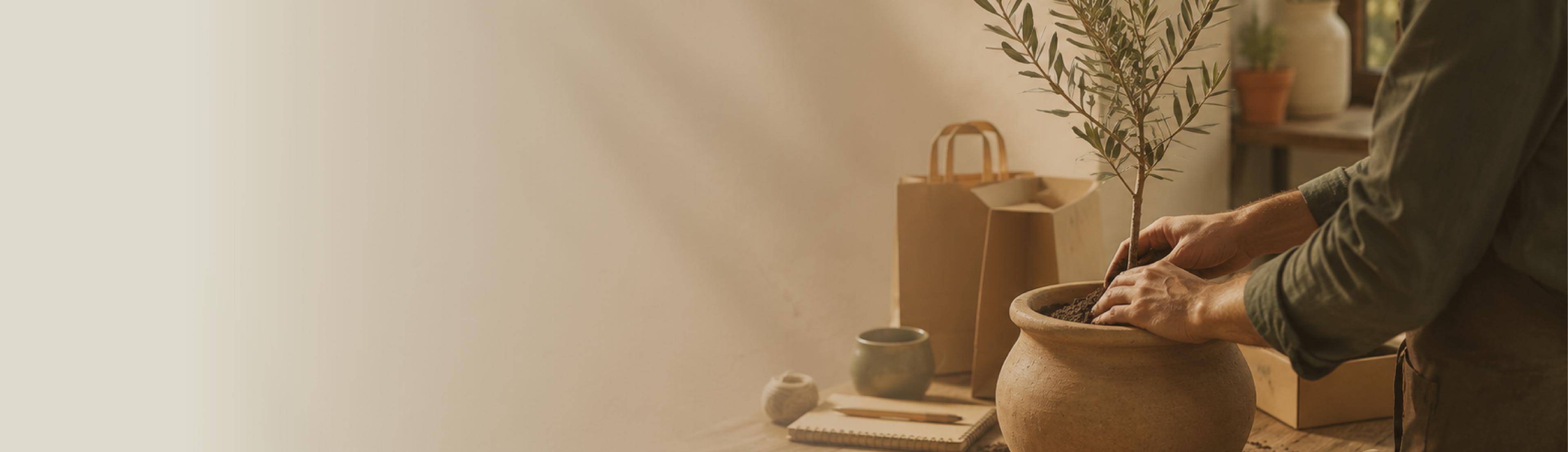 Rebuild Lebanon — artisan potting an olive tree